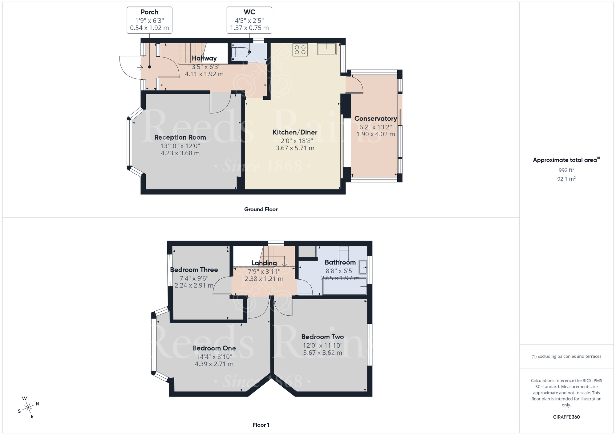 Floorplan of 3 bedroom Semi Detached House for sale, Princes View, Dartford, Kent, DA1