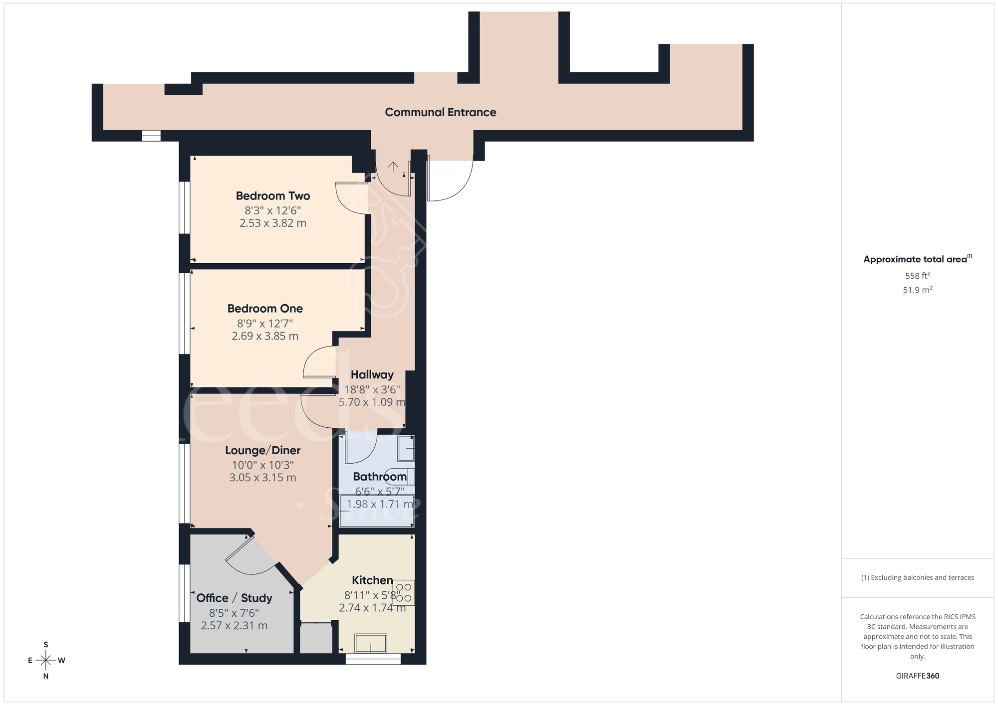 Floorplan of 2 bedroom Flat for sale, Osbourne Road, Dartford, Kent, DA2