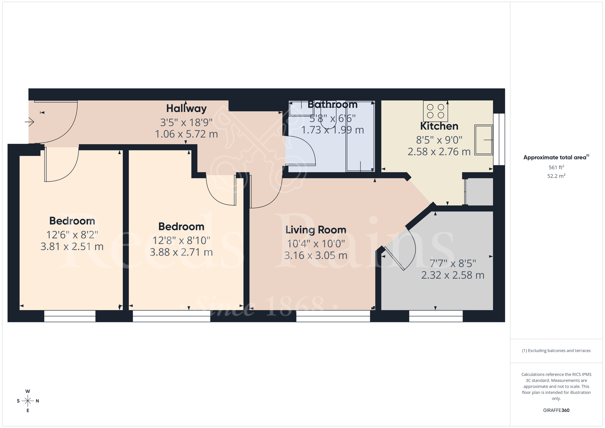 Floorplan of 2 bedroom Flat for sale, Osbourne Road, Dartford, Kent, DA2