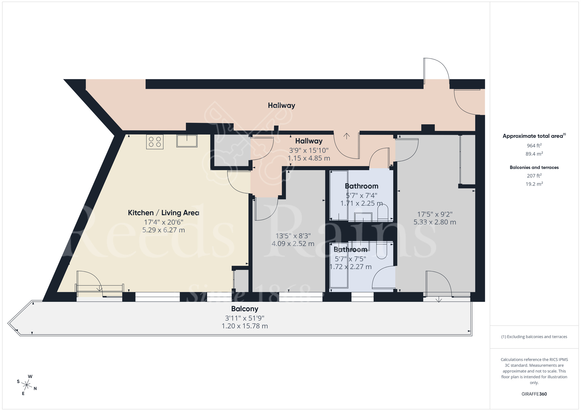 Floorplan of 2 bedroom Flat for sale, William Mundy Way, Dartford, Kent, DA1