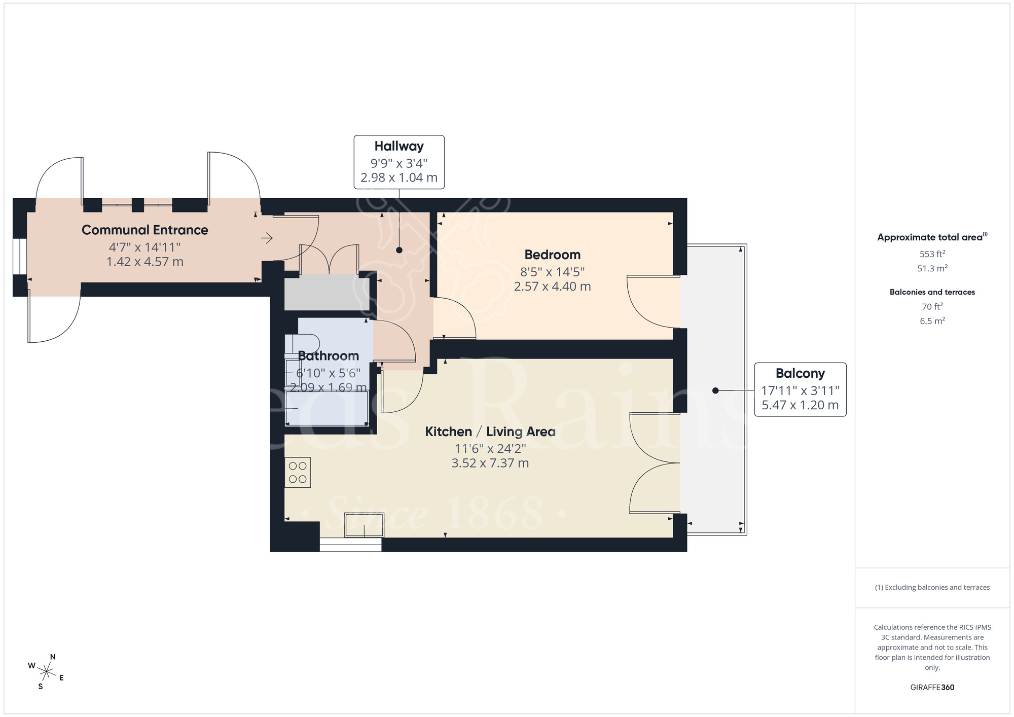 Floorplan of 1 bedroom Flat for sale, Hyde Grove, Dartford, Kent, DA1