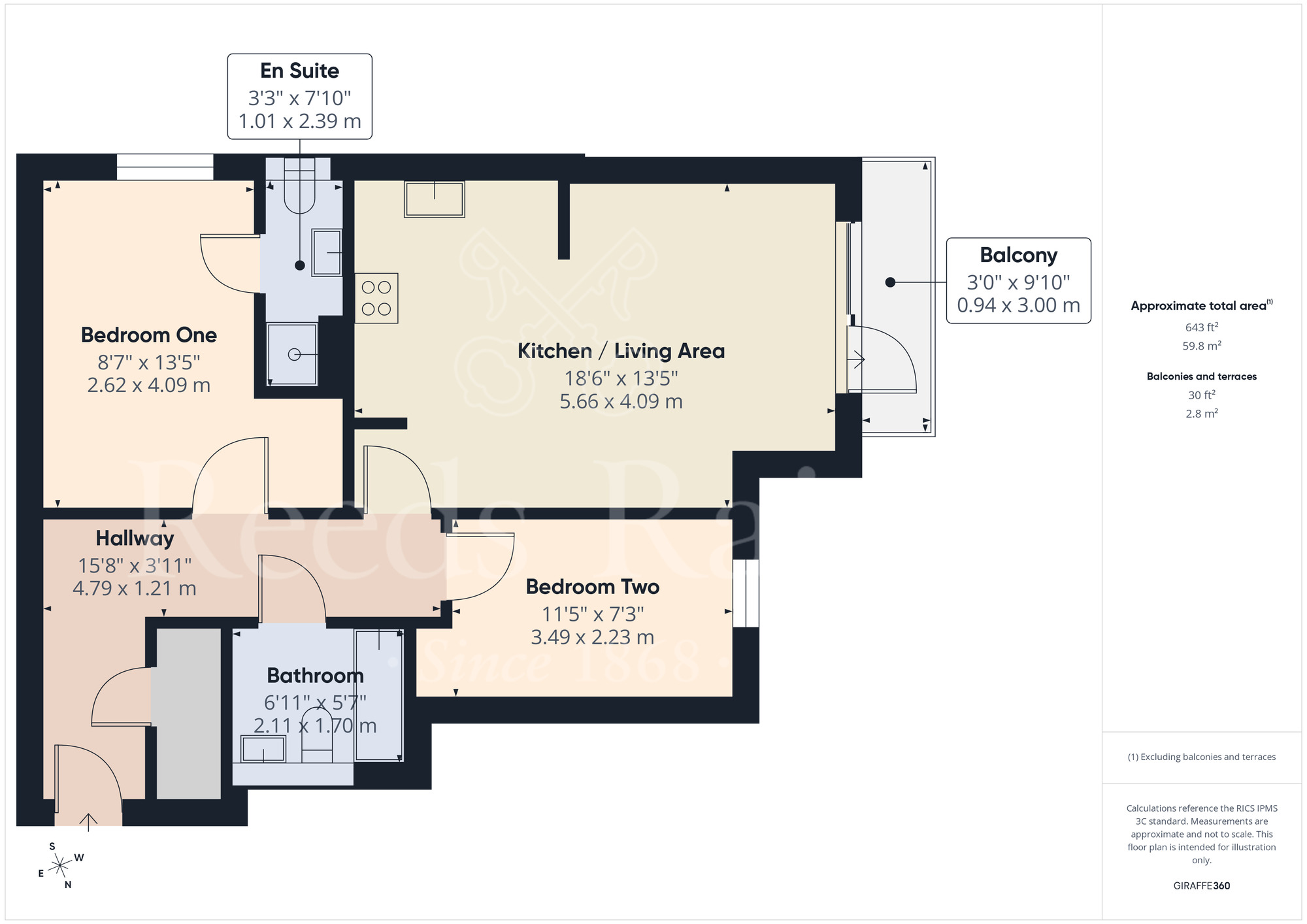 Floorplan of 2 bedroom Flat for sale, Evelyn Walk, Greenhithe, Kent, DA9