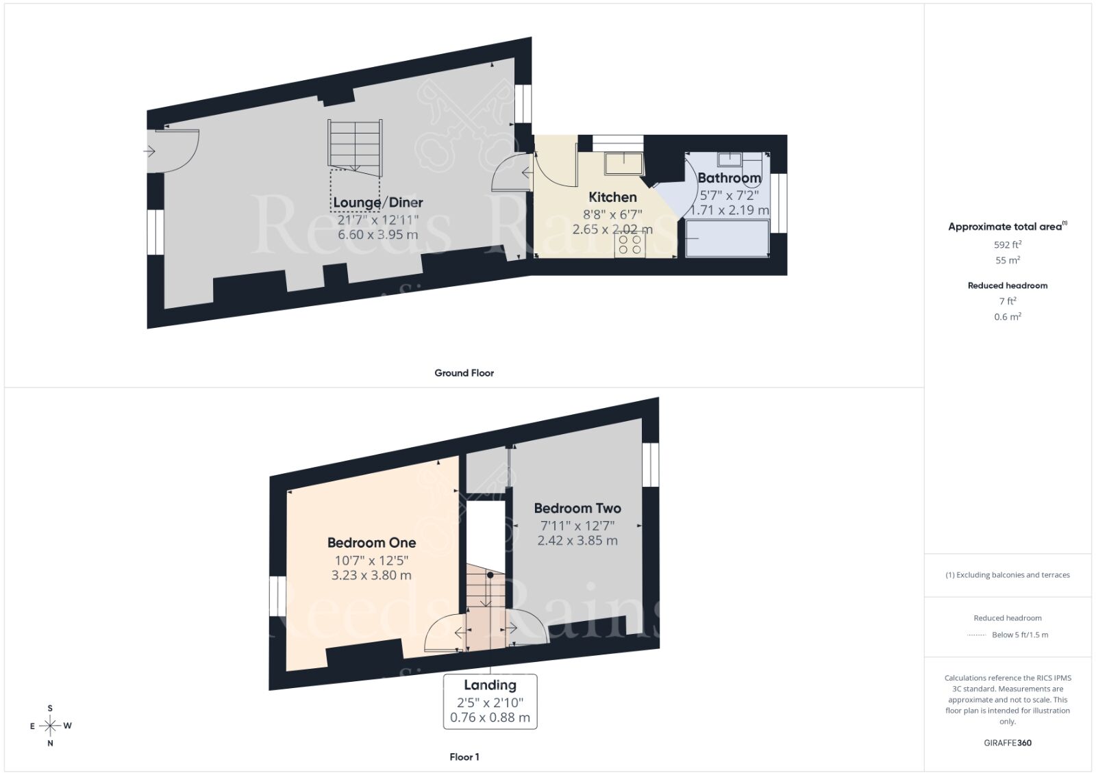 Floorplan of 2 bedroom End Terrace House for sale, Hill House Road, Dartford, Kent, DA2