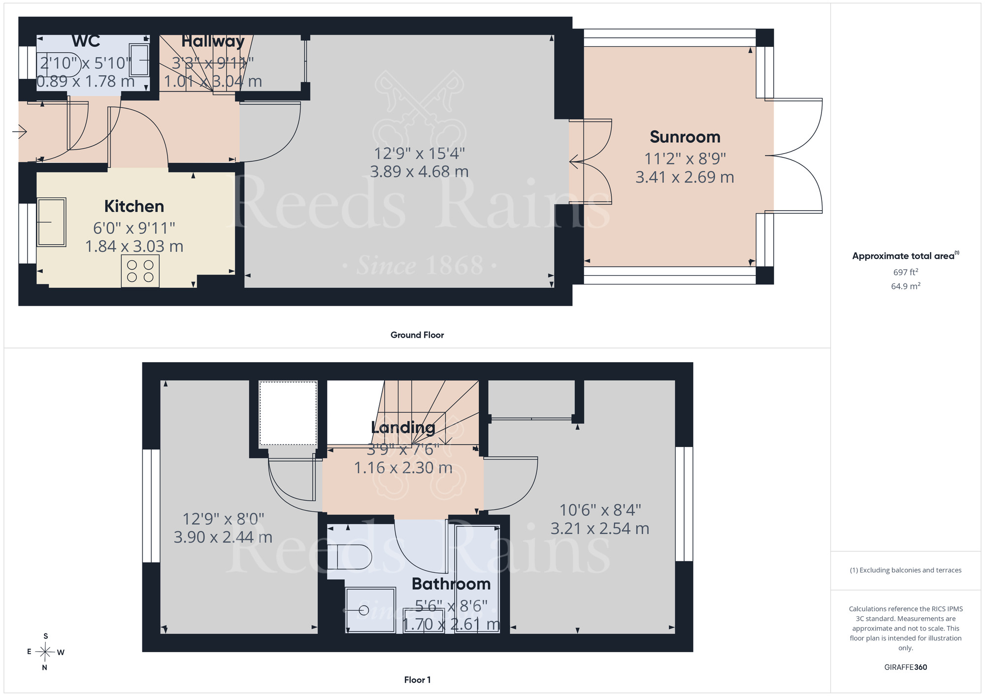 Floorplan of 2 bedroom Mid Terrace House to rent, Hardy Avenue, Dartford, Kent, DA1