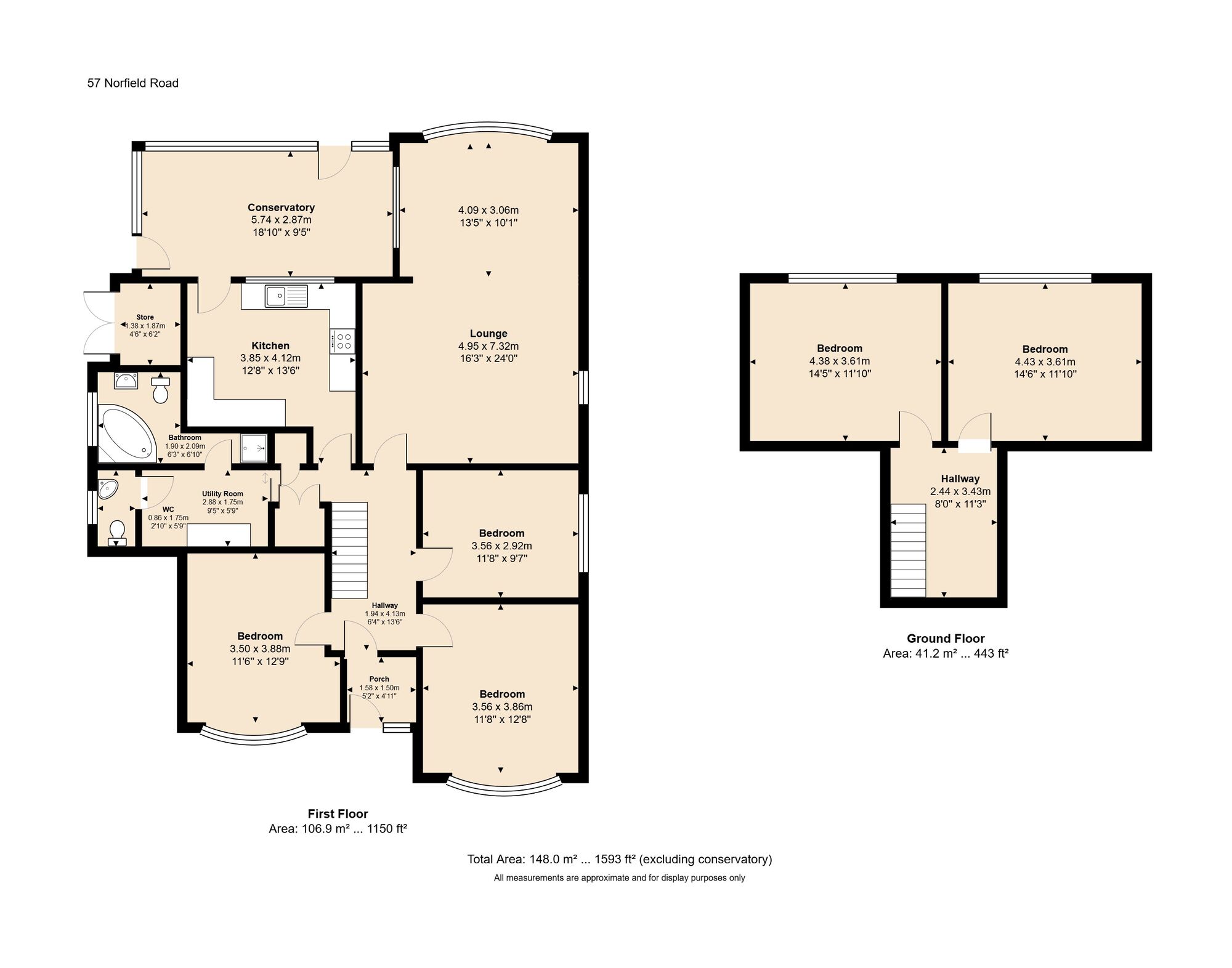 Floorplan of 5 bedroom Detached Bungalow for sale, Norfield Road, Joydens Wod, Kent, DA2