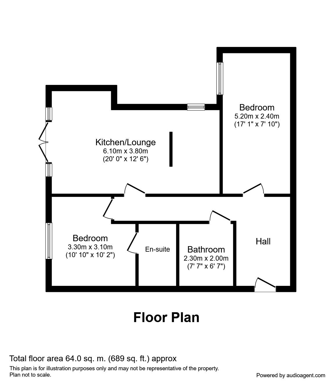 Floorplan of 2 bedroom Flat to rent, Roundhaven, Durham, DH1