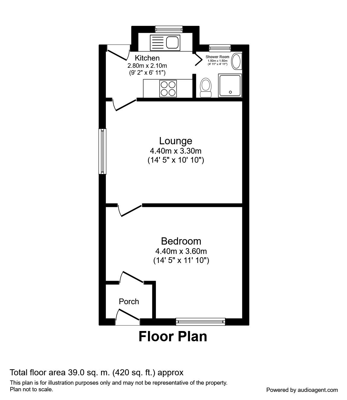 Floorplan of 1 bedroom  Bungalow to rent, Garden Avenue, Durham, DH1