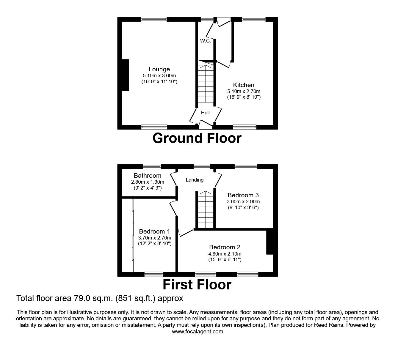 Floorplan of 3 bedroom Mid Terrace House to rent, Laurel Avenue, Durham, DH1