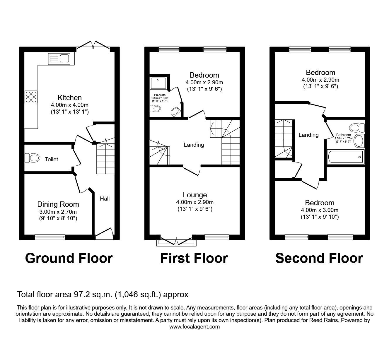 Floorplan of 3 bedroom Mid Terrace House to rent, Watson Park, Spennymoor, County Durham, DL16