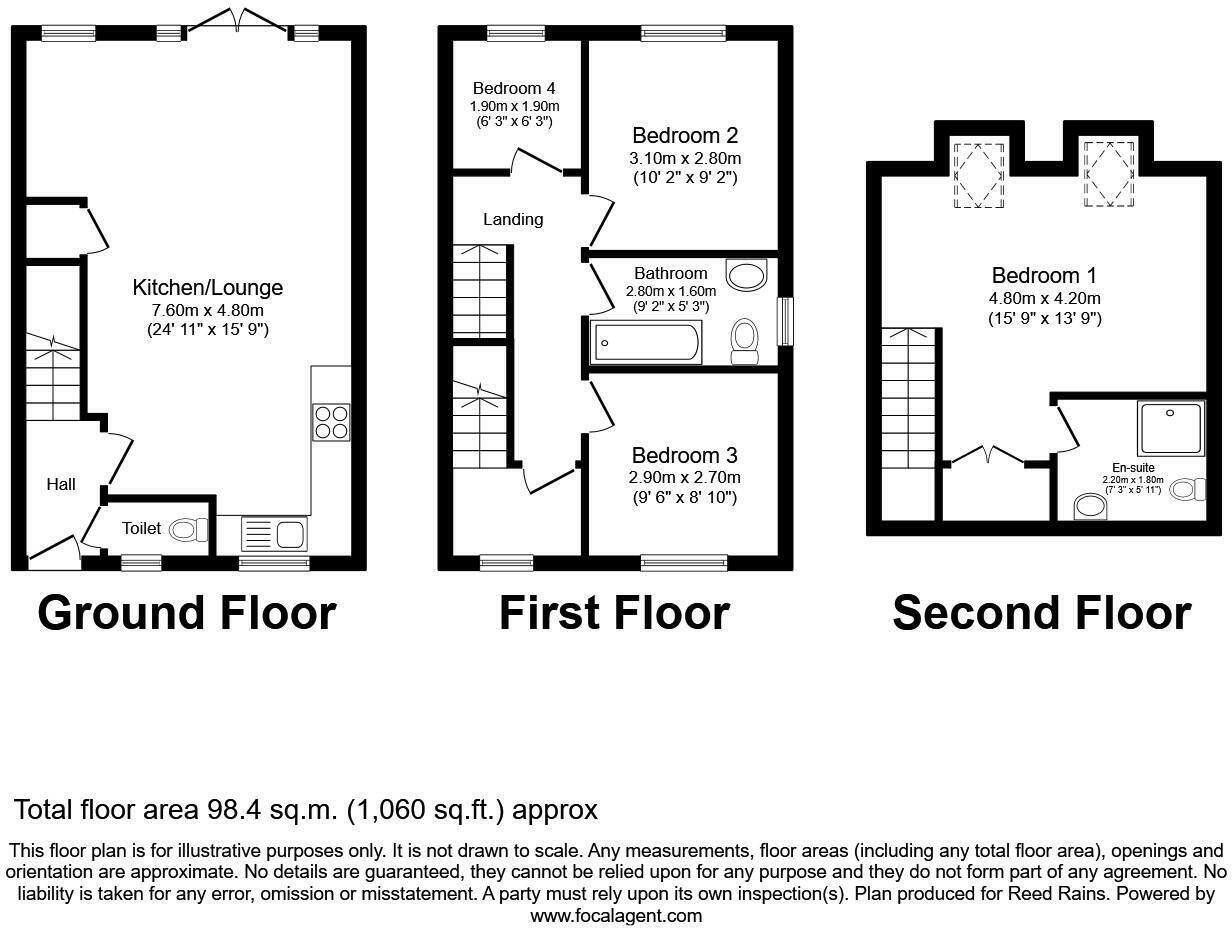 Floorplan of 4 bedroom Detached House to rent, Moor View, Wheatley Hill, Durham, DH6