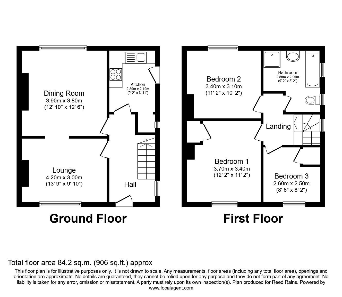 Floorplan of 3 bedroom Semi Detached House to rent, Eastern Avenue, Langley Park, Durham, DH7