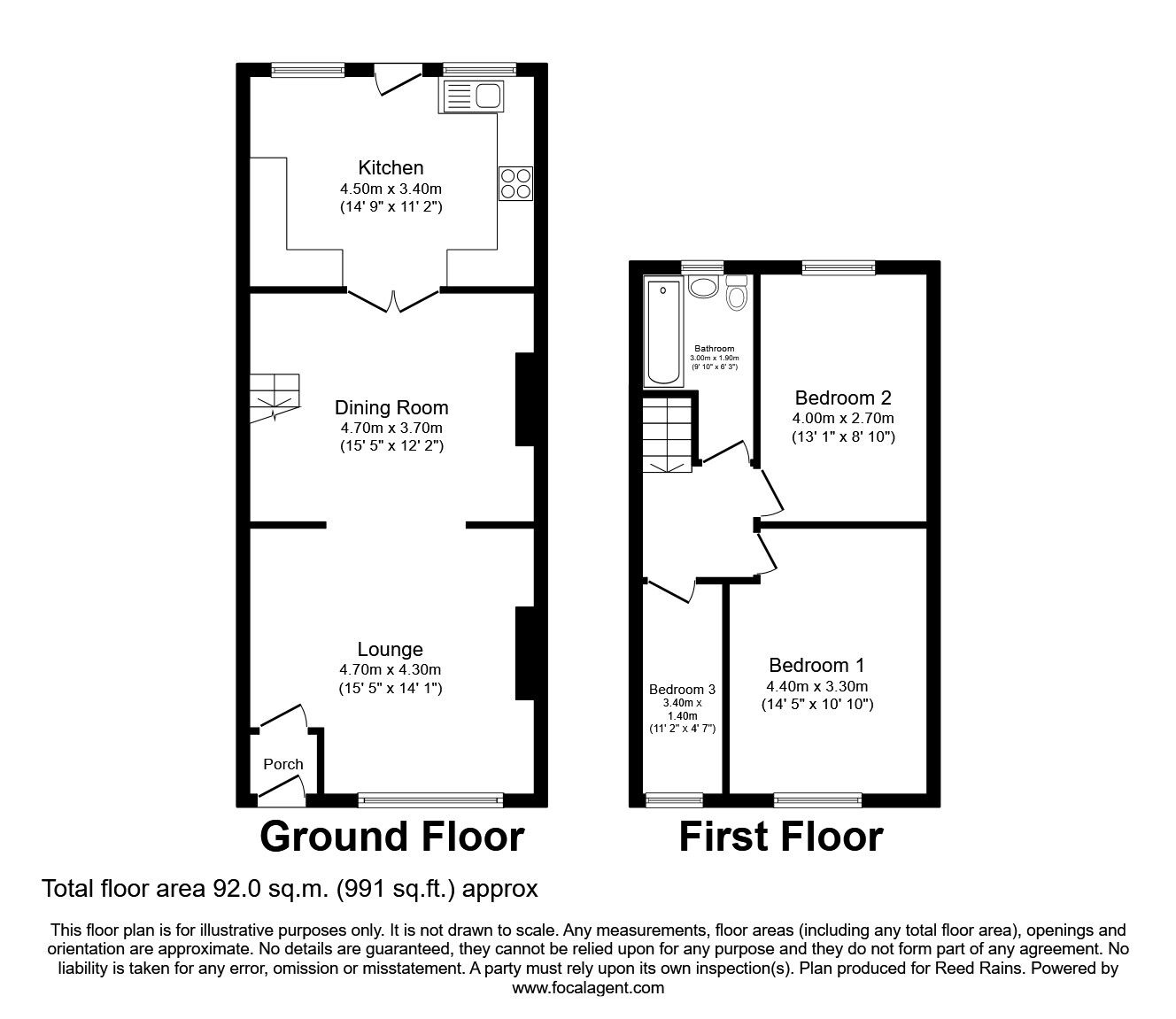 Floorplan of 3 bedroom Mid Terrace House to rent, Adolphus Place, Durham, DH1