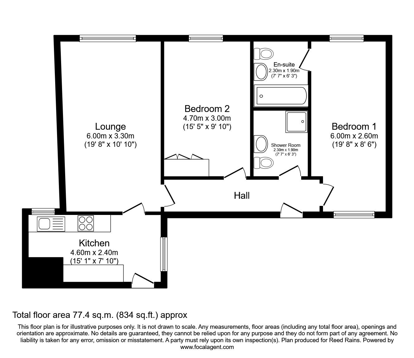 Floorplan of 2 bedroom Flat to rent, The Castle, Stanhope, Durham, DL13