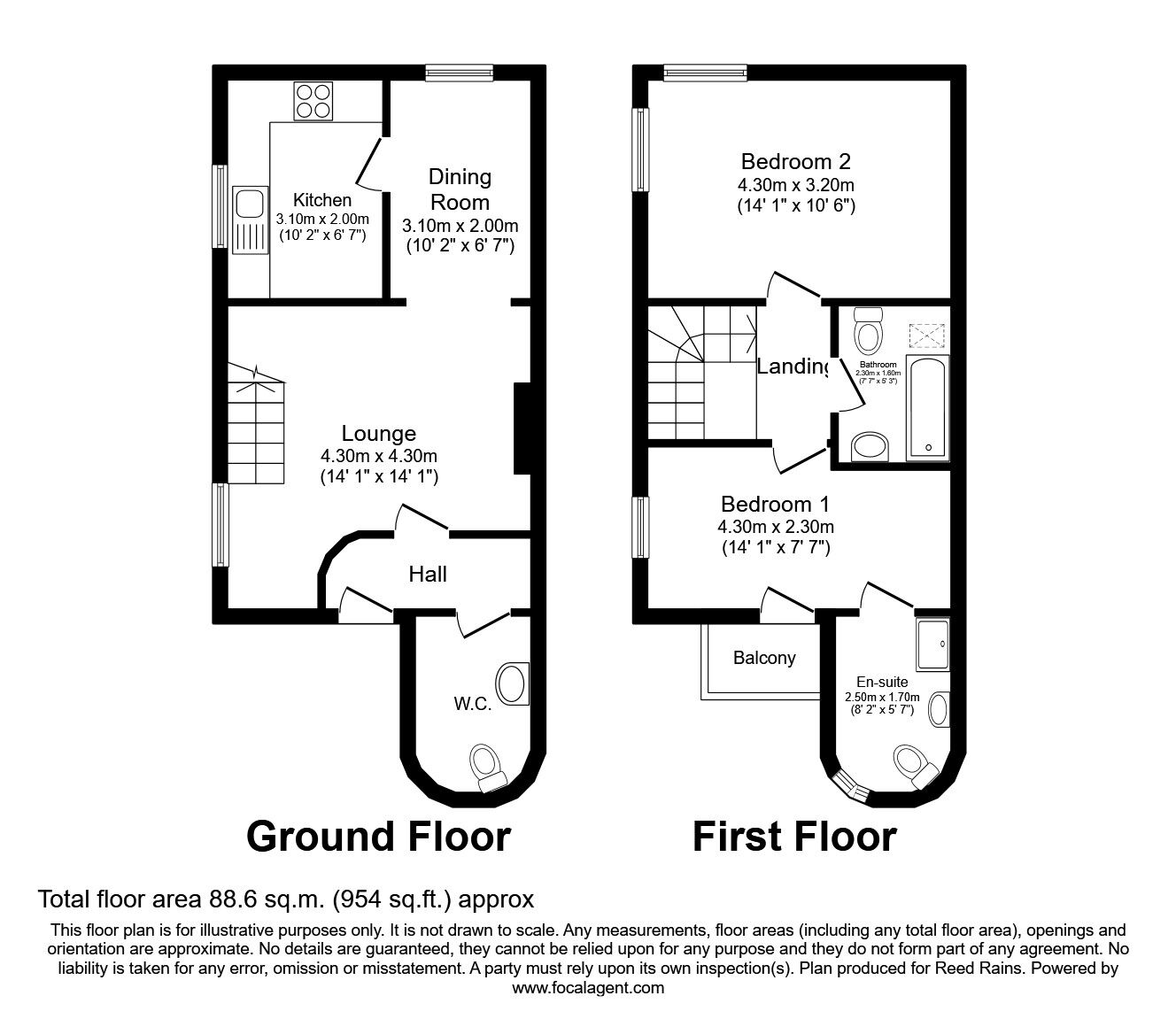 Floorplan of 2 bedroom Detached House for sale, Cemetery Road, Witton Le Wear, Durham, DL14