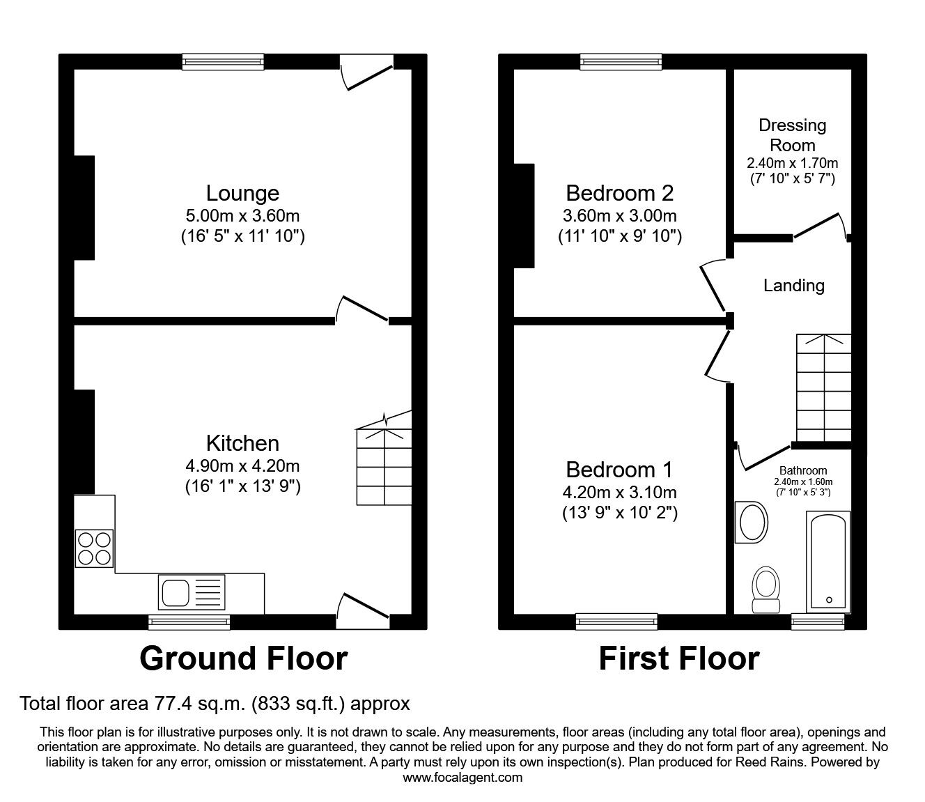 Floorplan of 2 bedroom Mid Terrace House to rent, Edward Street, Eldon Lane, Durham, DL14