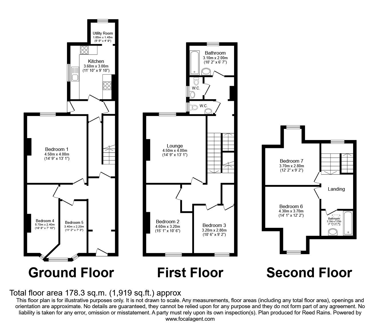 Floorplan of 7 bedroom Mid Terrace House for sale, Ravensworth Terrace, Durham, DH1