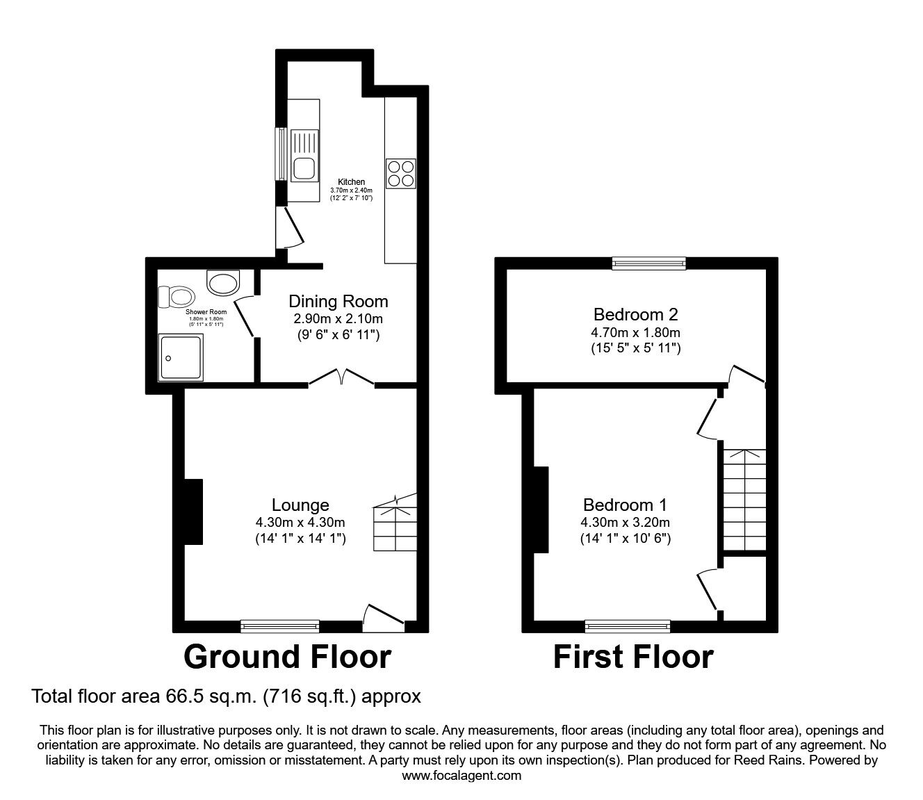 Floorplan of 2 bedroom Mid Terrace House to rent, The Slack, Butterknowle, Durham, DL13