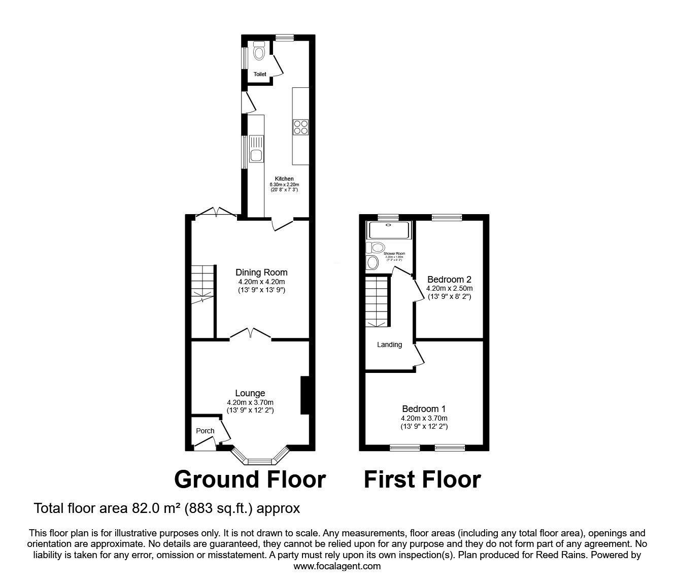 Floorplan of 2 bedroom Mid Terrace House for sale, Toft Hill, Bishop Auckland, Durham, DL14