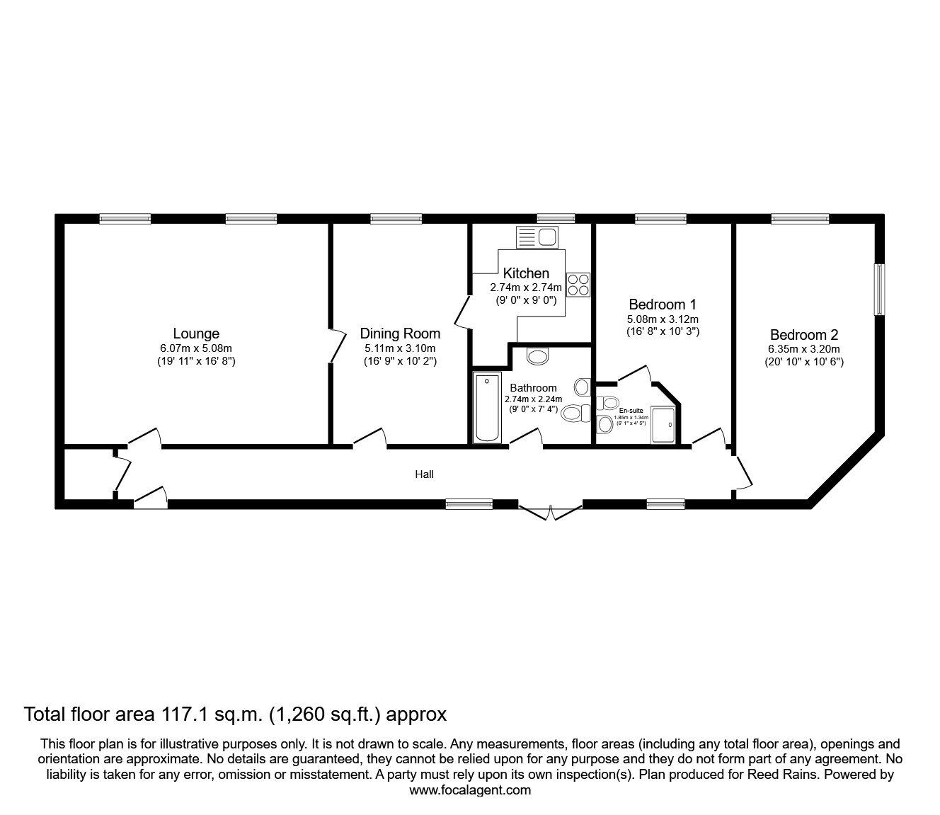 Floorplan of 2 bedroom Flat to rent, The Castle, Stanhope, Durham, DL13