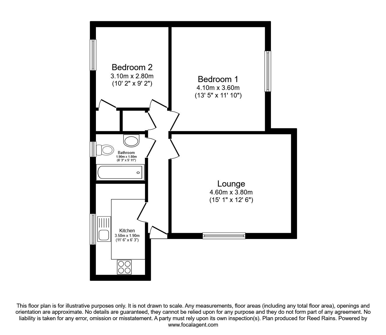 Floorplan of 2 bedroom Flat to rent, Old Dryburn Way, Durham, DH1