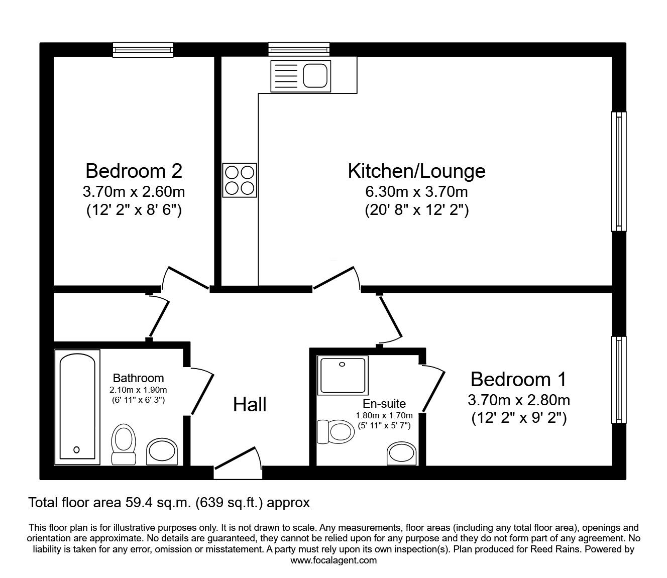 Floorplan of 2 bedroom  Flat to rent, Edmunds Vale, Durham, DH1