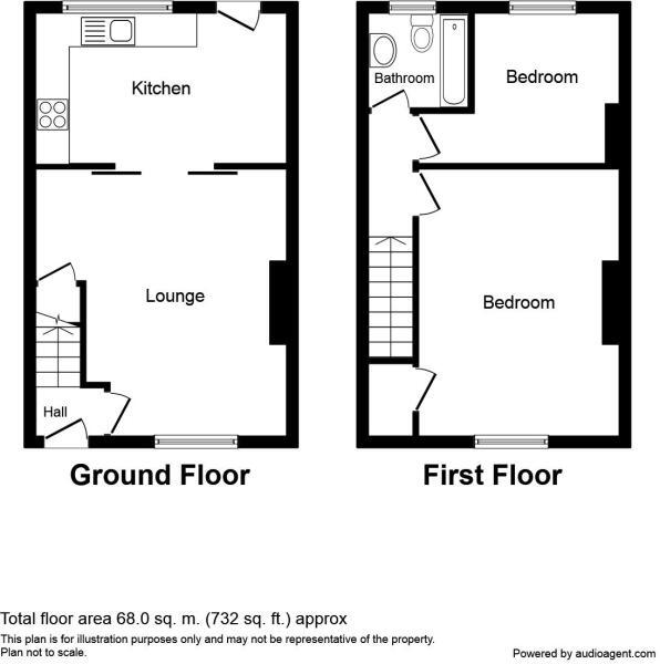 Floorplan of 2 bedroom Mid Terrace House for sale, West Block, Witton Gilbert, Durham, DH7