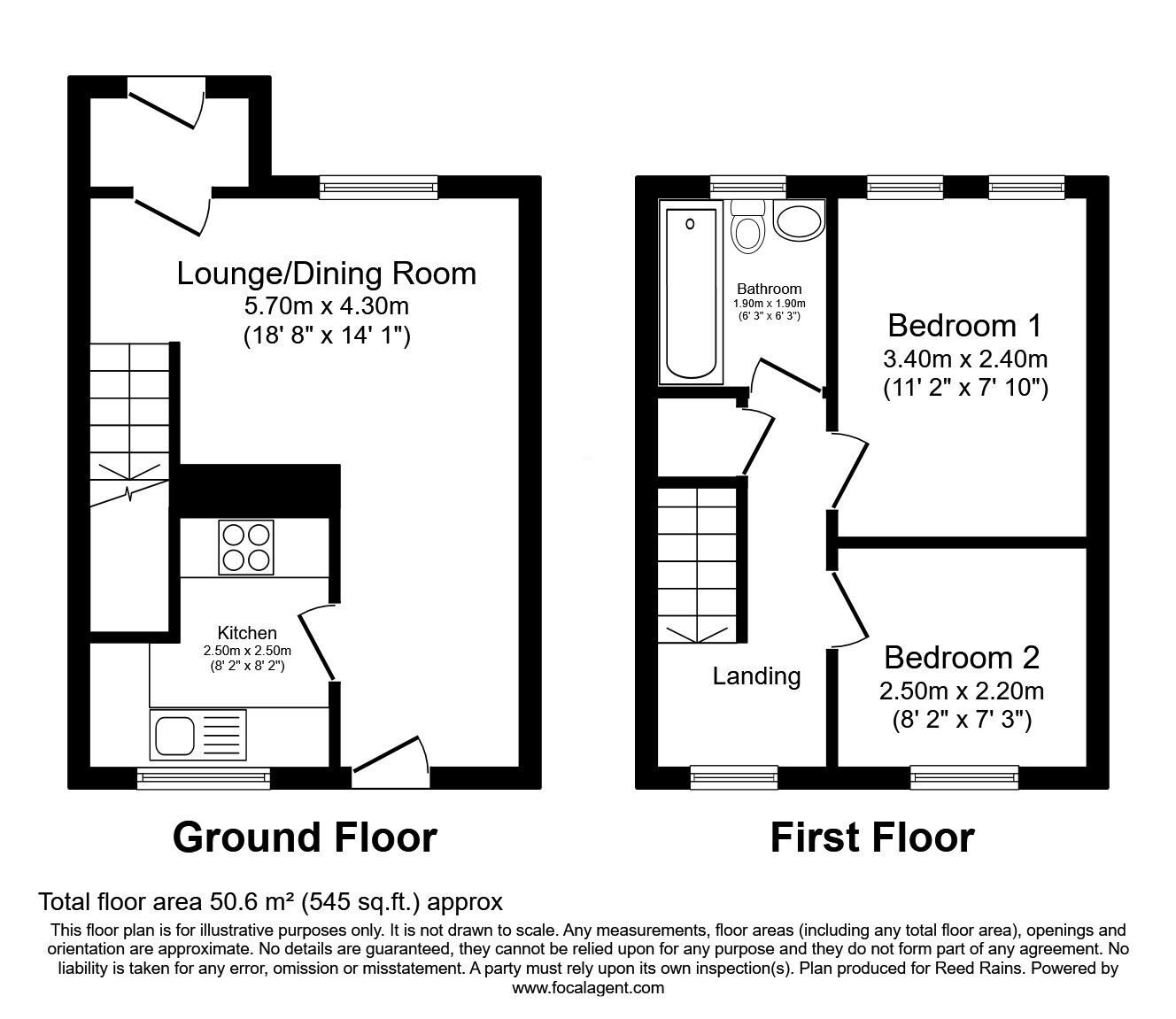 Floorplan of 2 bedroom  House to rent, Hilltop Road, Bearpark, County Durham, DH7