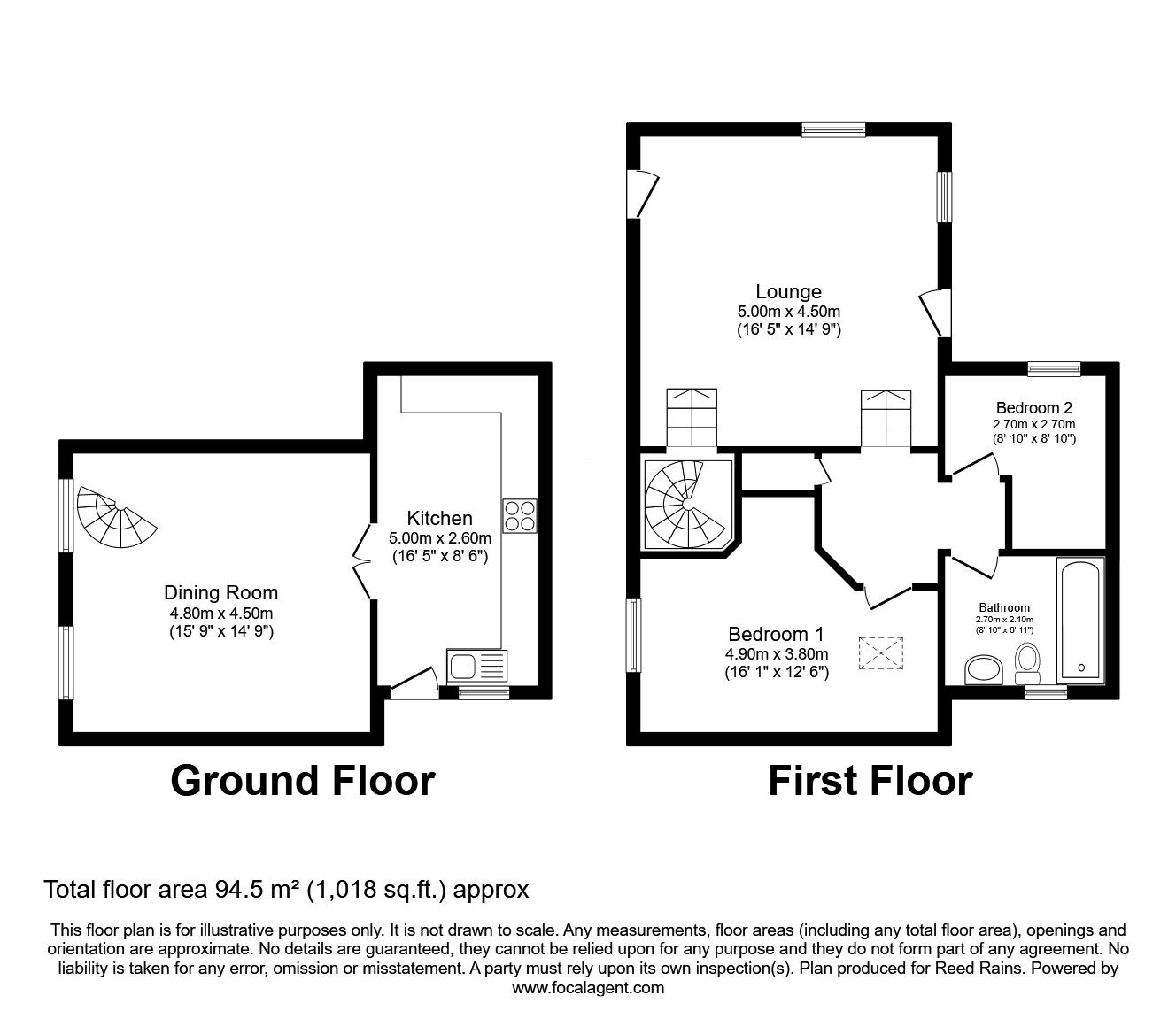 Floorplan of 2 bedroom Detached House for sale, The Green, West Cornforth, Durham, DL17