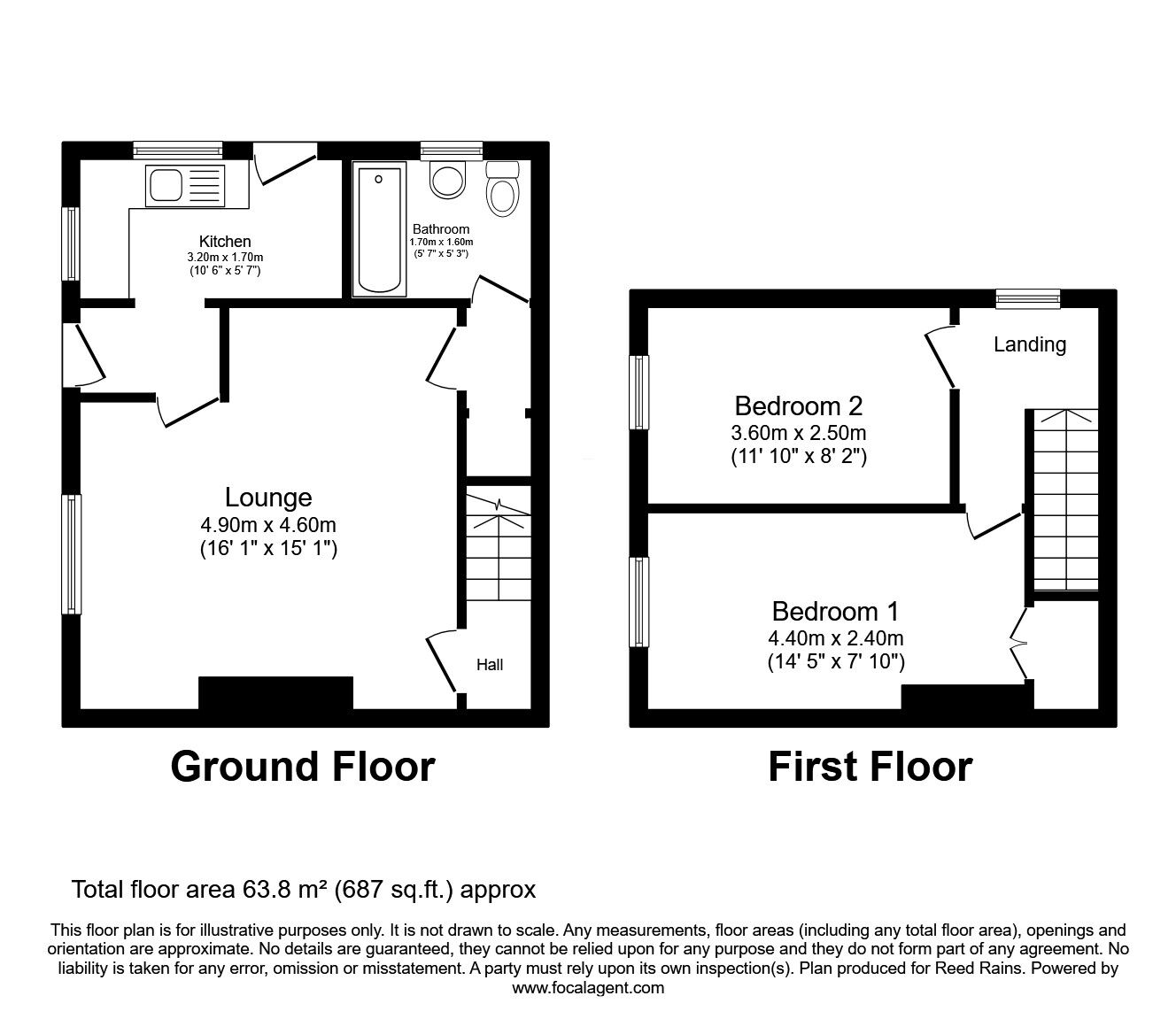 Floorplan of 2 bedroom End Terrace House to rent, Tindale Crescent, Bishop Auckland, Durham, DL14