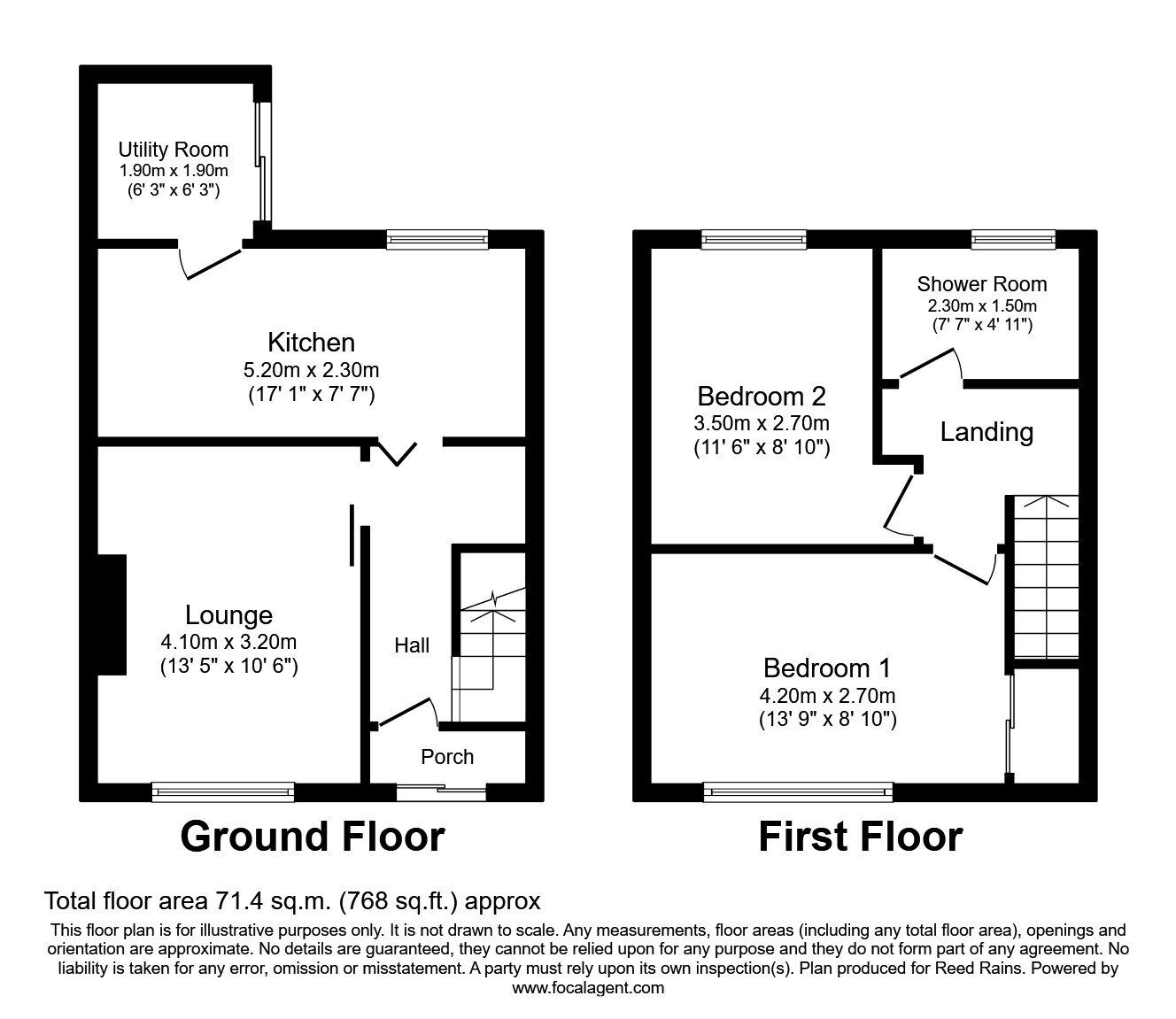 Floorplan of 2 bedroom Mid Terrace House for sale, Bek Road, Newton Hall, Durham, DH1