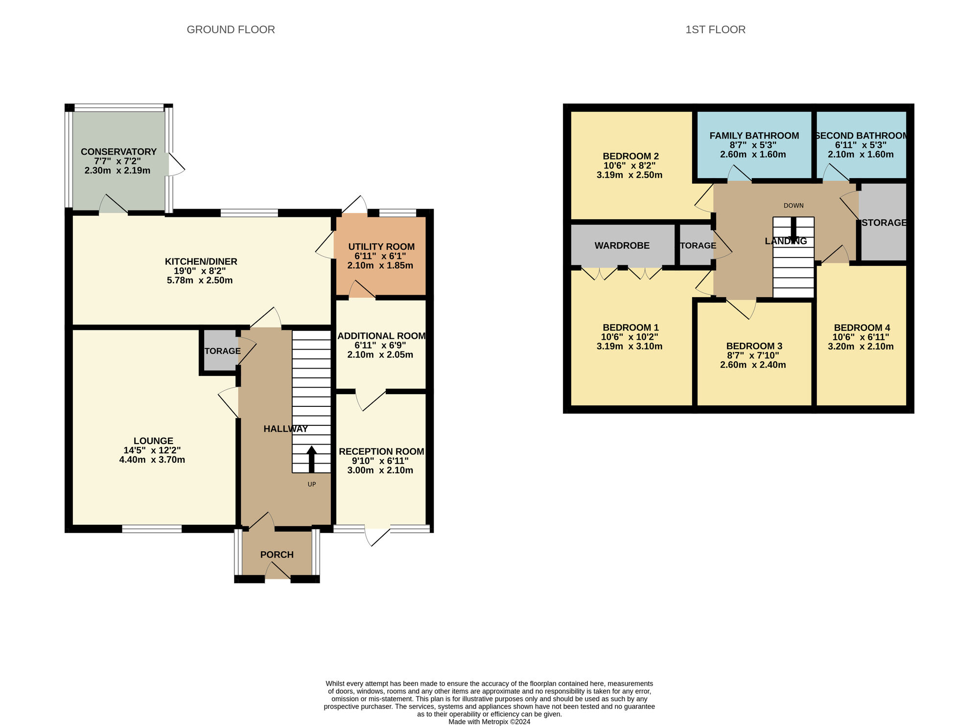 Floorplan of 4 bedroom Semi Detached House for sale, Holborn Court, Ushaw Moor, Durham, DH7