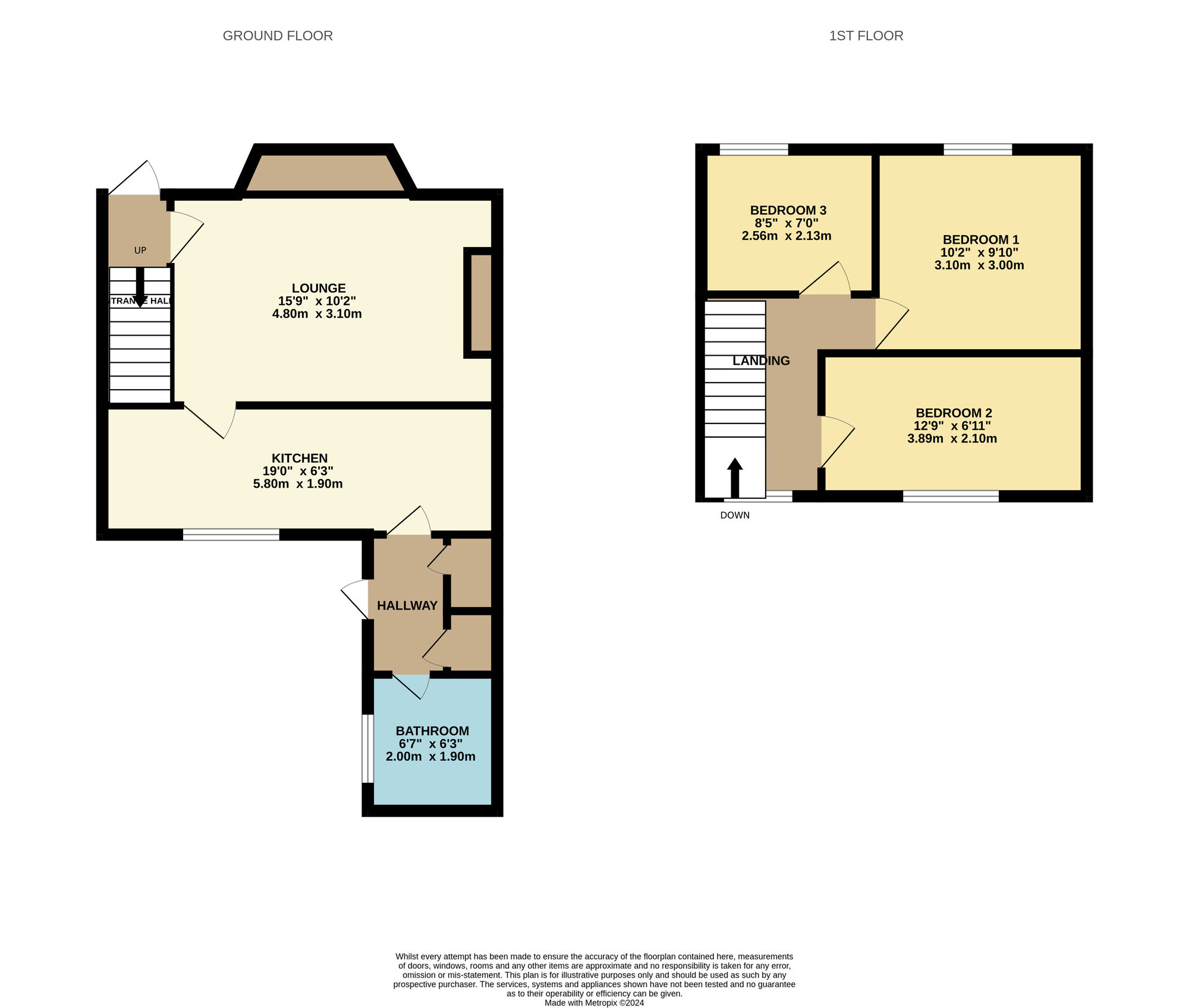 Floorplan of 3 bedroom Mid Terrace House for sale, Newburn Avenue, Bowburn, Durham, DH6