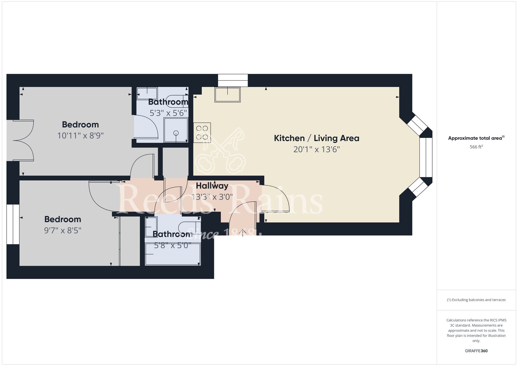 Floorplan of 2 bedroom  Flat for sale, Hutton Way, Framwellgate Moor, Durham, DH1