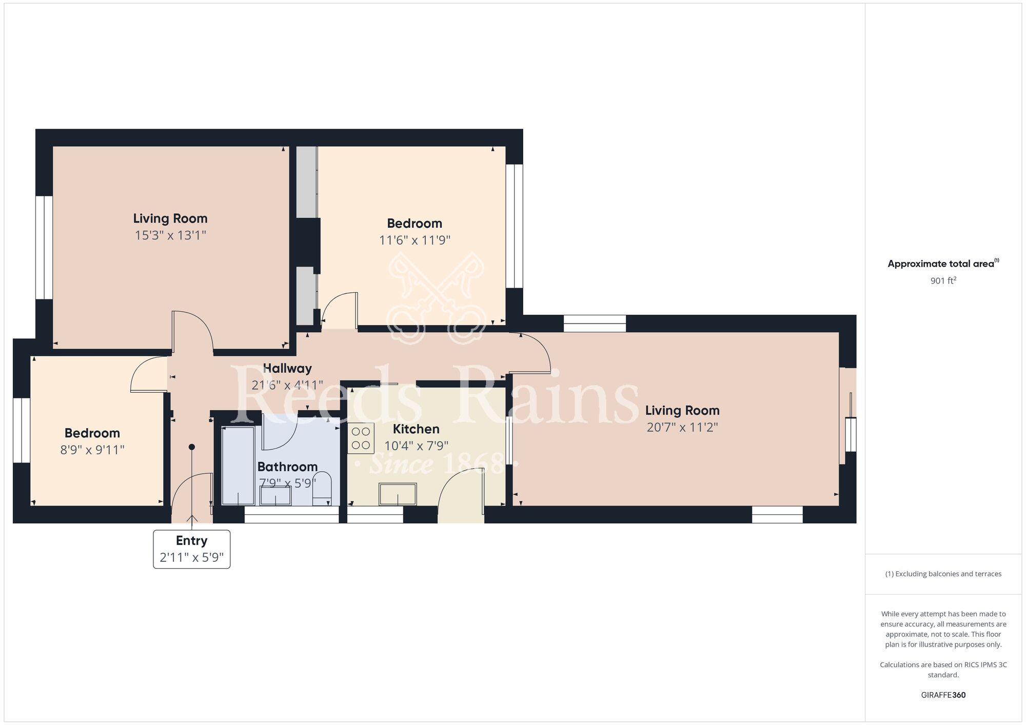 Floorplan of 2 bedroom Detached Bungalow for sale, Monks Crescent, Durham, DH1