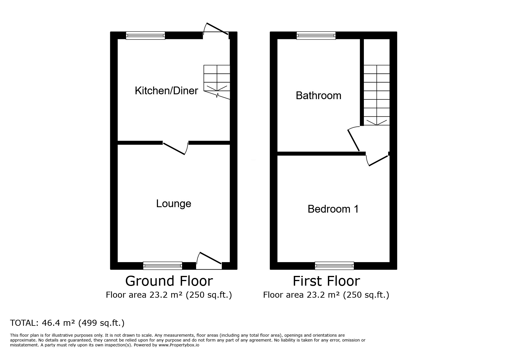 Floorplan of 1 bedroom Mid Terrace House to rent, The Green, West Cornforth, Durham, DL17