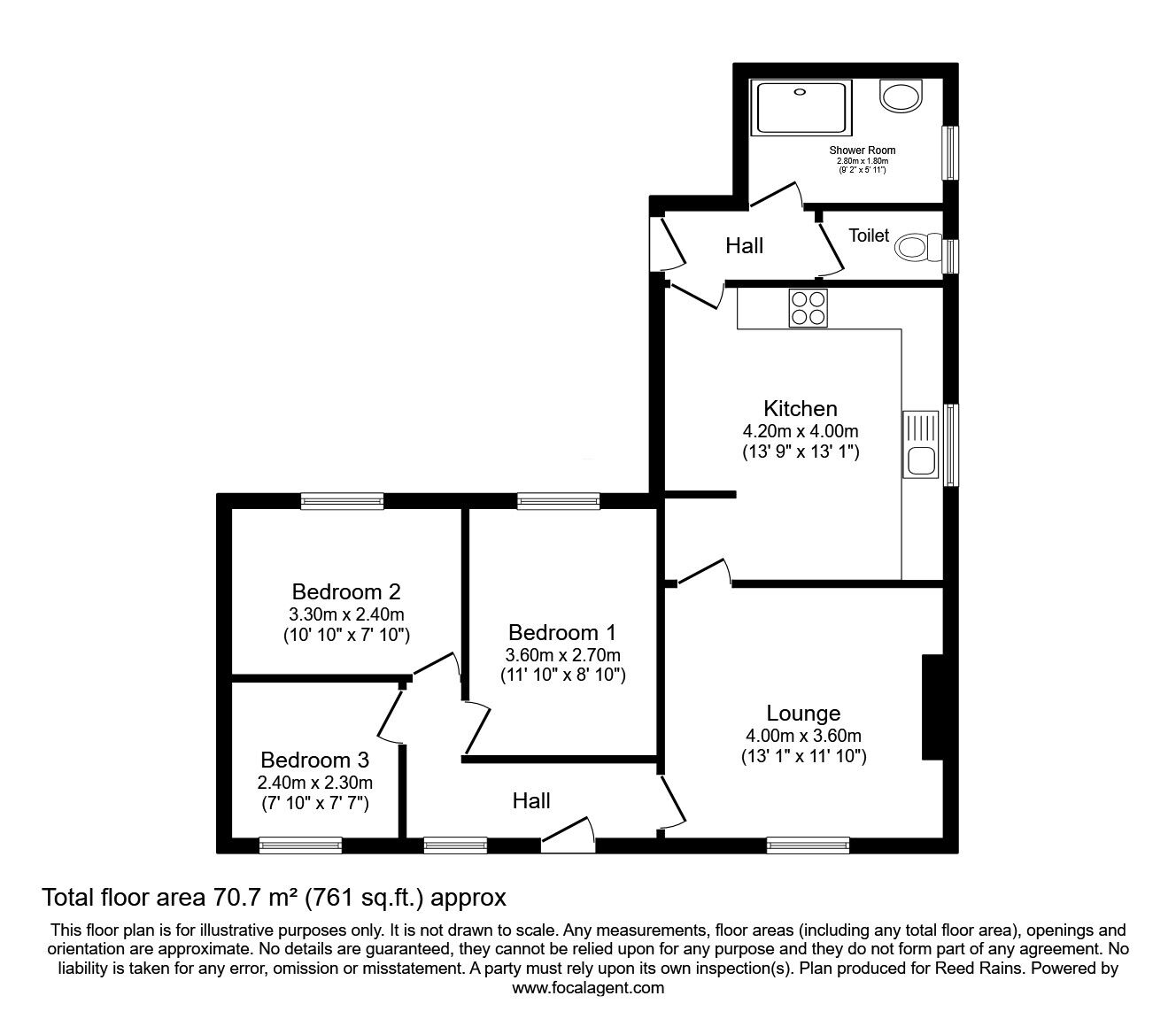 Floorplan of 3 bedroom Detached Bungalow for sale, The Sands, Durham, DH1