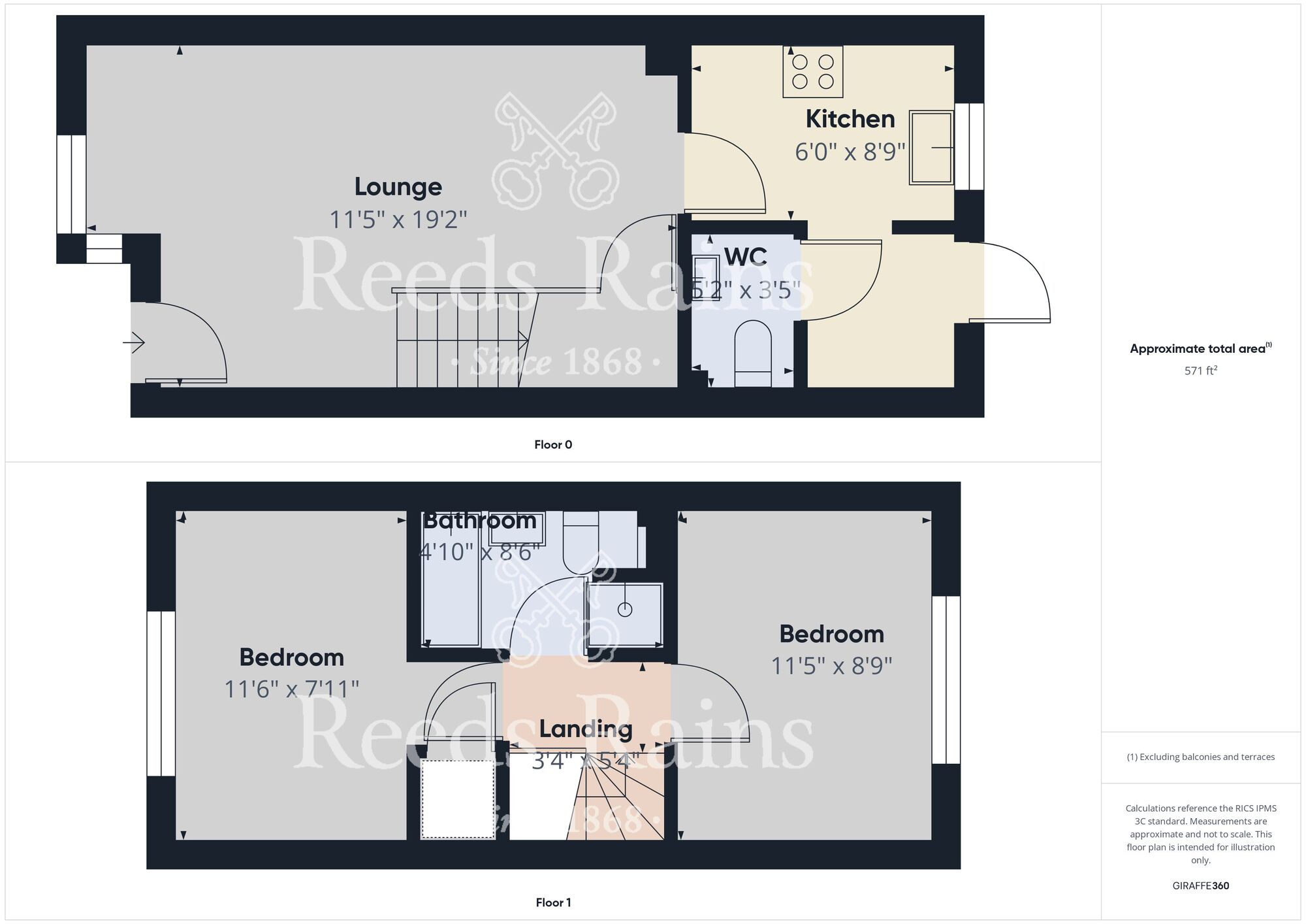 Floorplan of 2 bedroom Mid Terrace House for sale, Hazel Court, Haswell, Durham, DH6