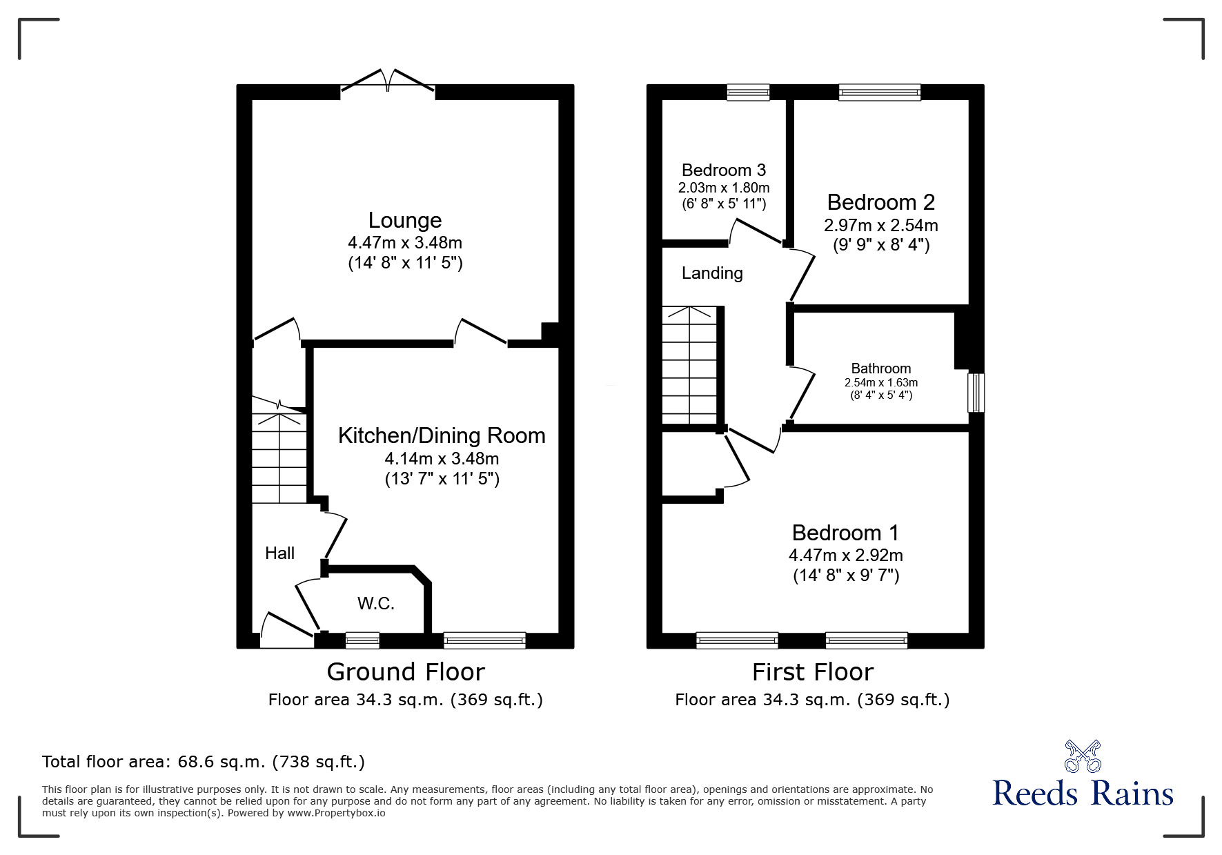 Floorplan of 3 bedroom Semi Detached House to rent, Kirkfields, Sherburn Hill, Durham, DH6