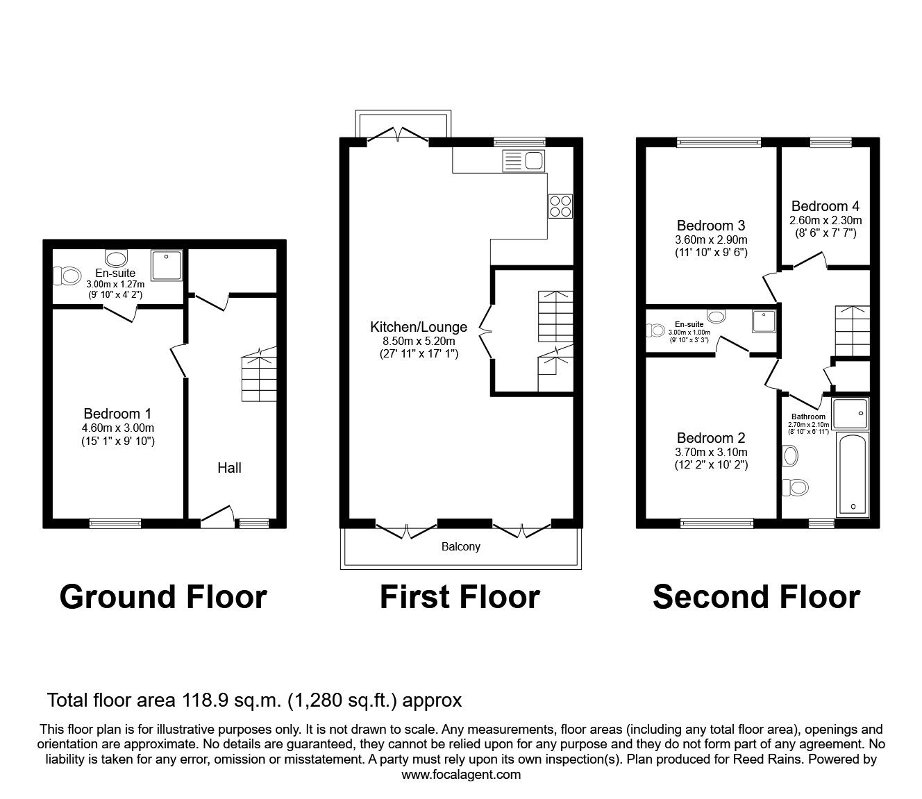 Floorplan of 4 bedroom End Terrace House for sale, Illingworth Grove, Durham, DH1
