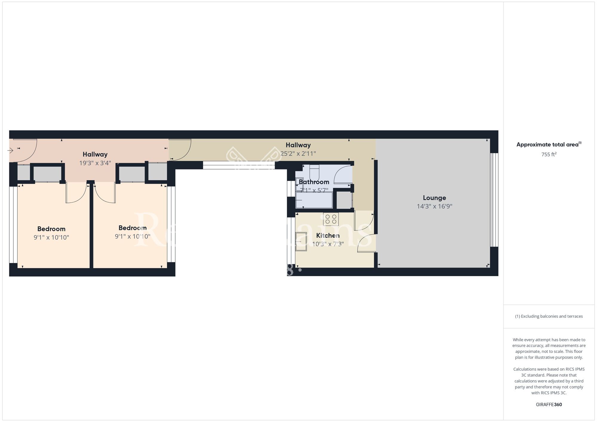 Floorplan of 2 bedroom  Flat for sale, Cheveley Park Shopping Centre, Belmont, Durham, DH1