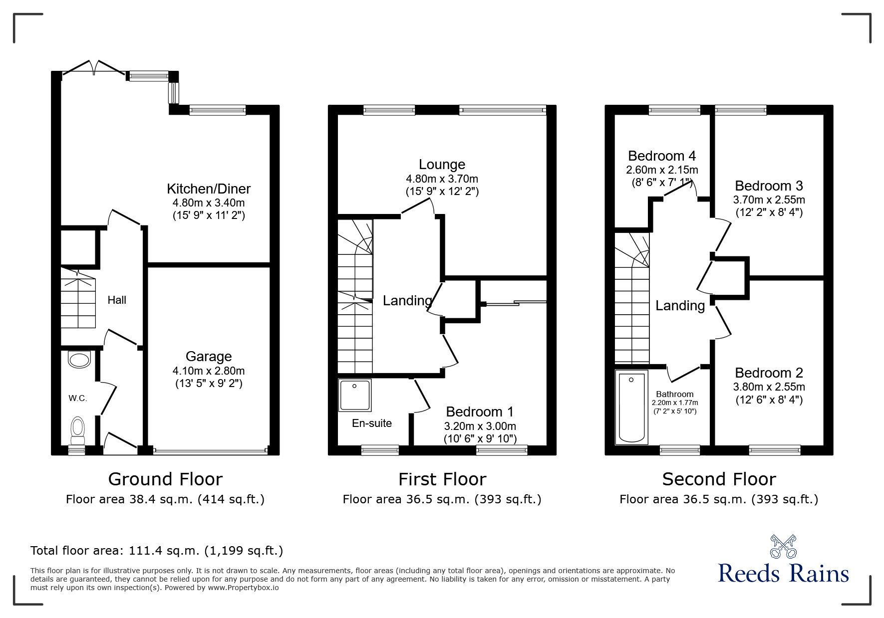 Floorplan of 4 bedroom Mid Terrace House to rent, Herons Court, Durham, DH1