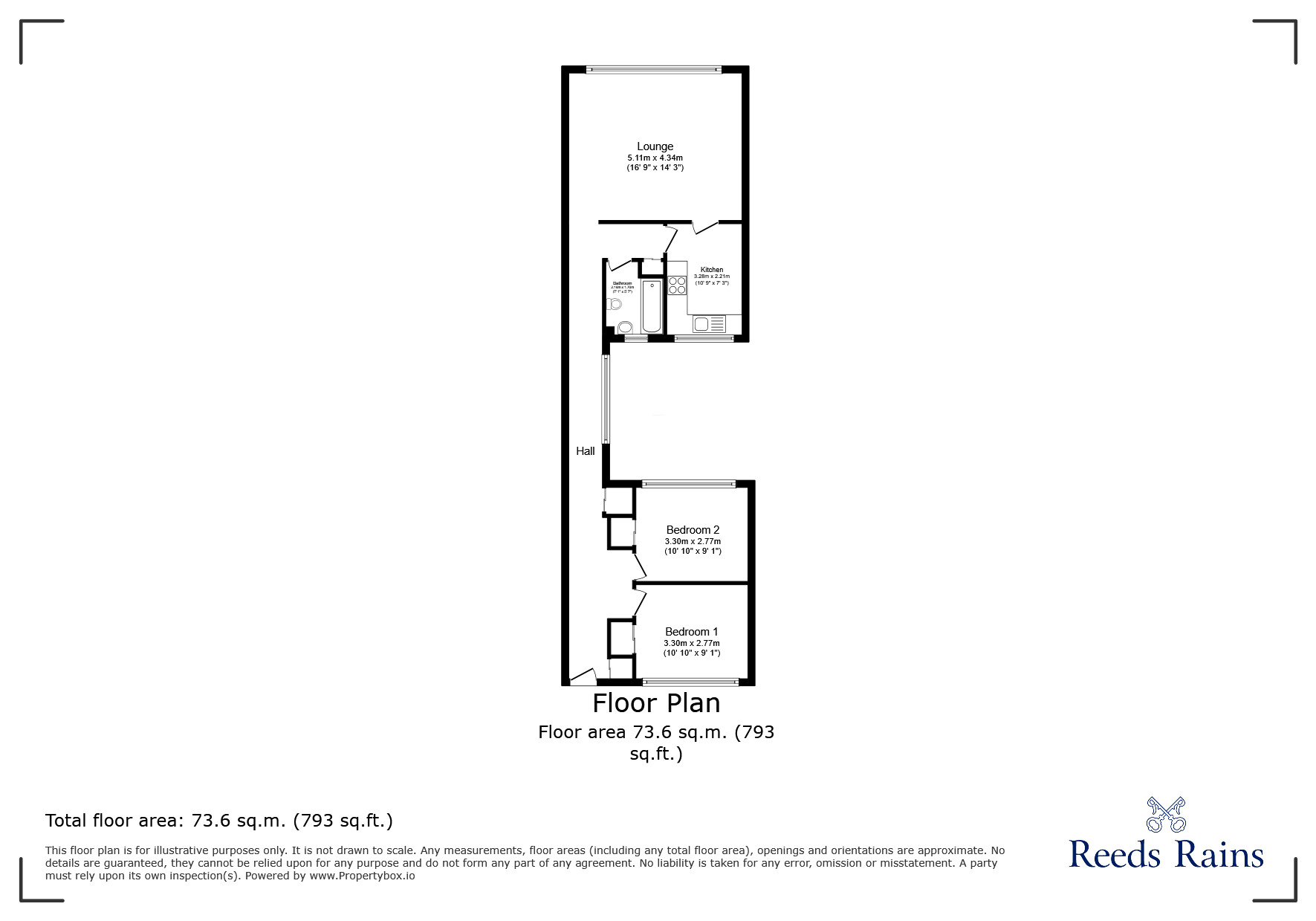 Floorplan of 2 bedroom Mid Terrace Flat to rent, Cheveley Park Shopping Centre, Durham, DH1