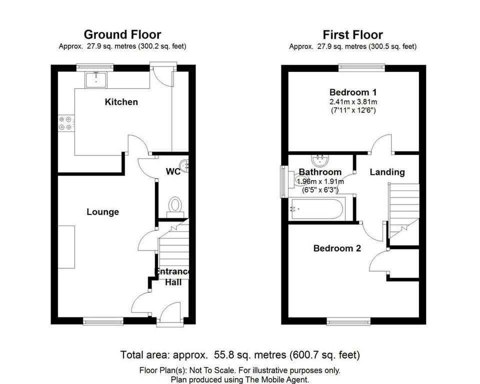 Floorplan of 2 bedroom Semi Detached House to rent, Kestrel Court, Newton Aycliffe, Durham, DL5