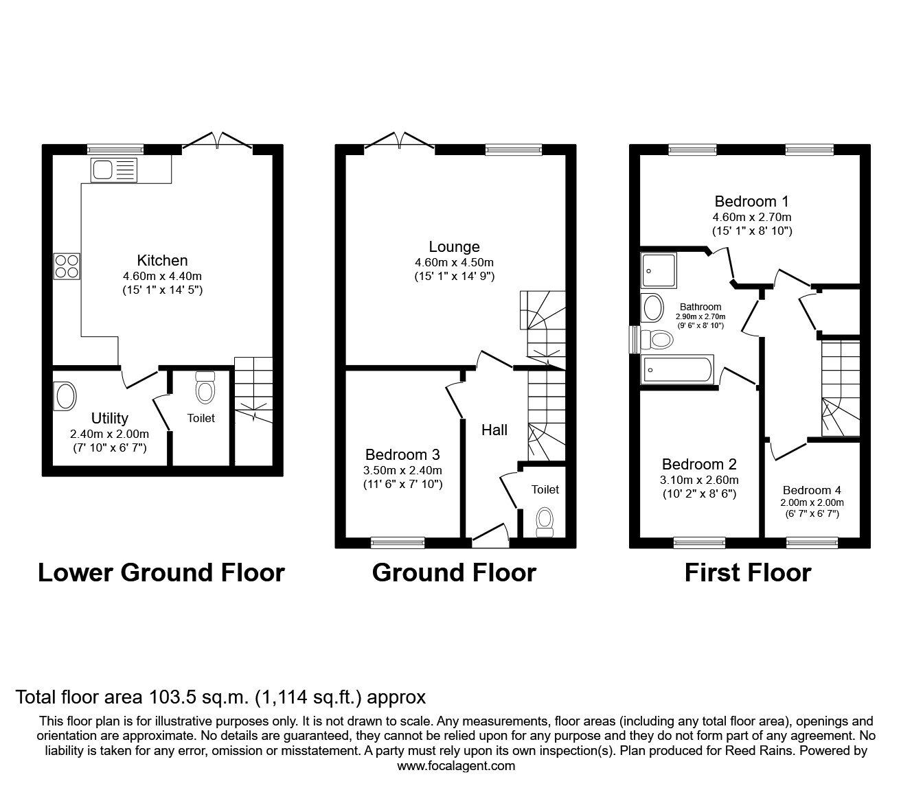 Floorplan of 4 bedroom Semi Detached House to rent, Illingworth Grove, Durham, DH1