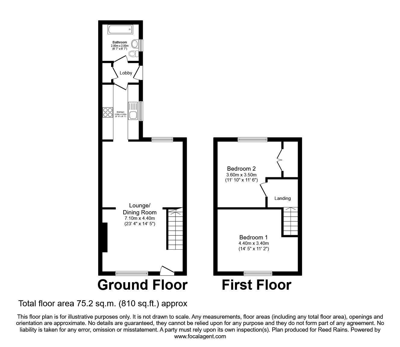 Floorplan of 2 bedroom Mid Terrace House for sale, Prospect Terrace, New Brancepeth, Durham, DH7