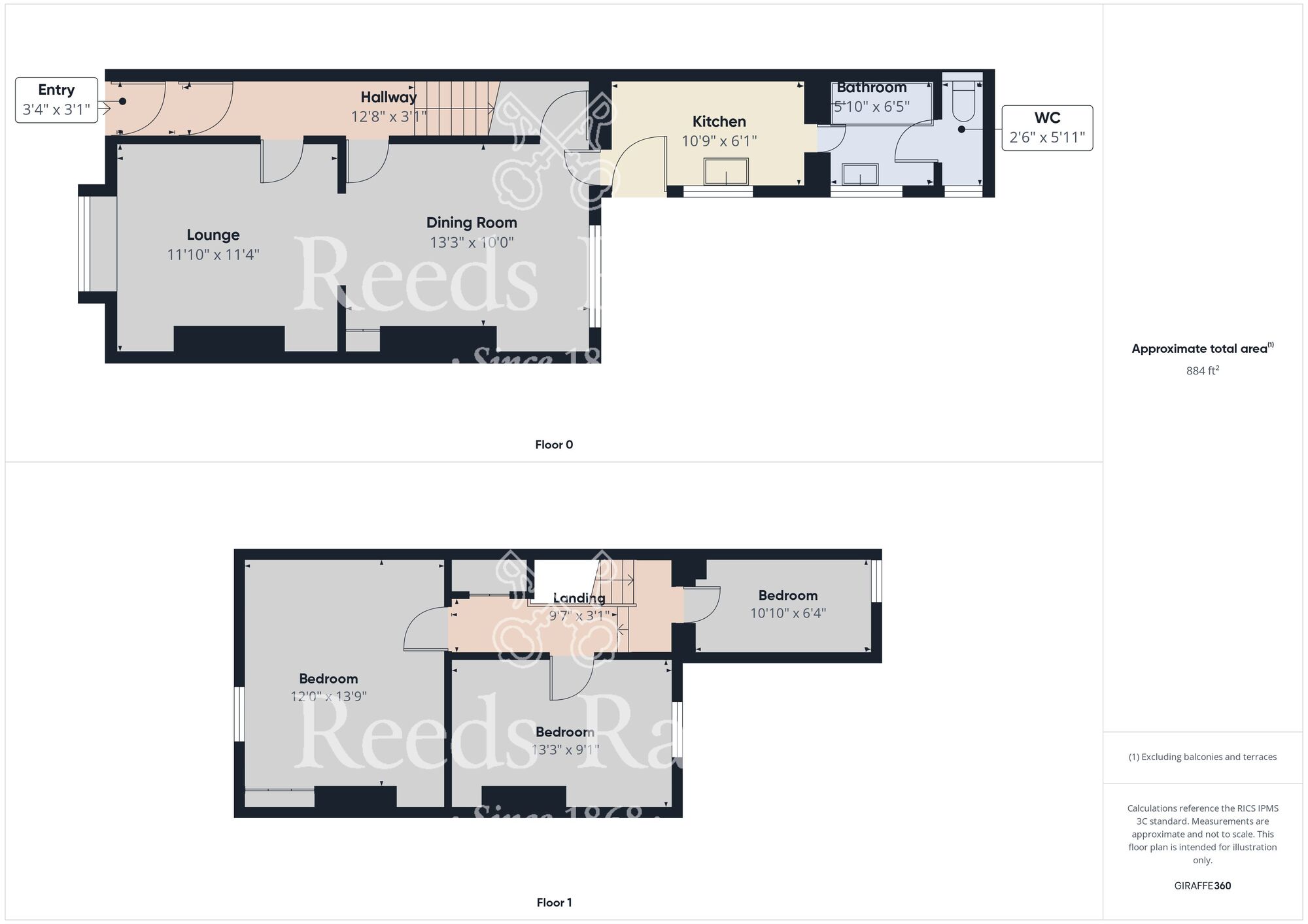 Floorplan of 3 bedroom End Terrace House for sale, David Terrace, Coronation, Durham, DL14