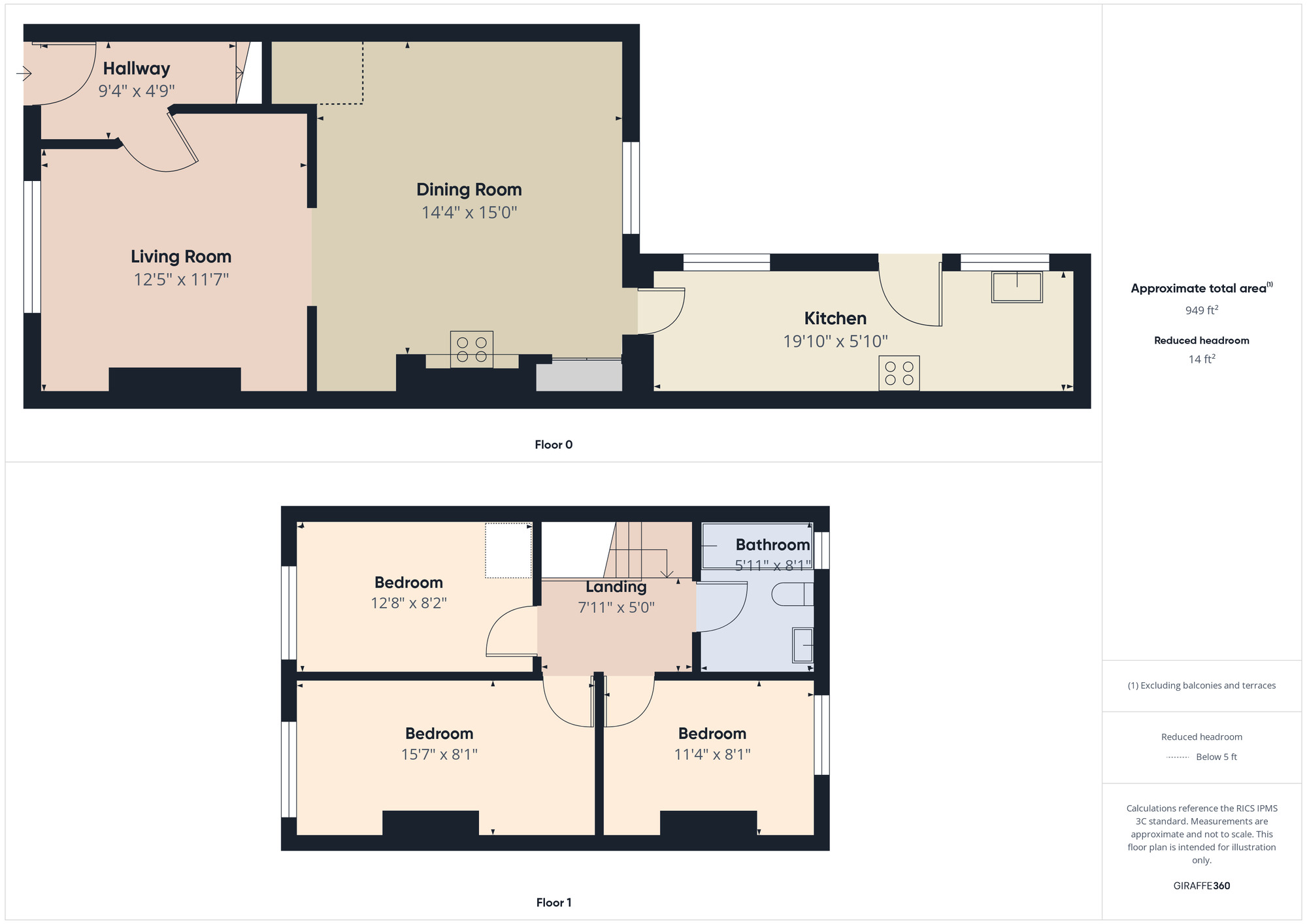 Floorplan of 3 bedroom Mid Terrace House to rent, Clarence Street, Bowburn, Durham, DH6