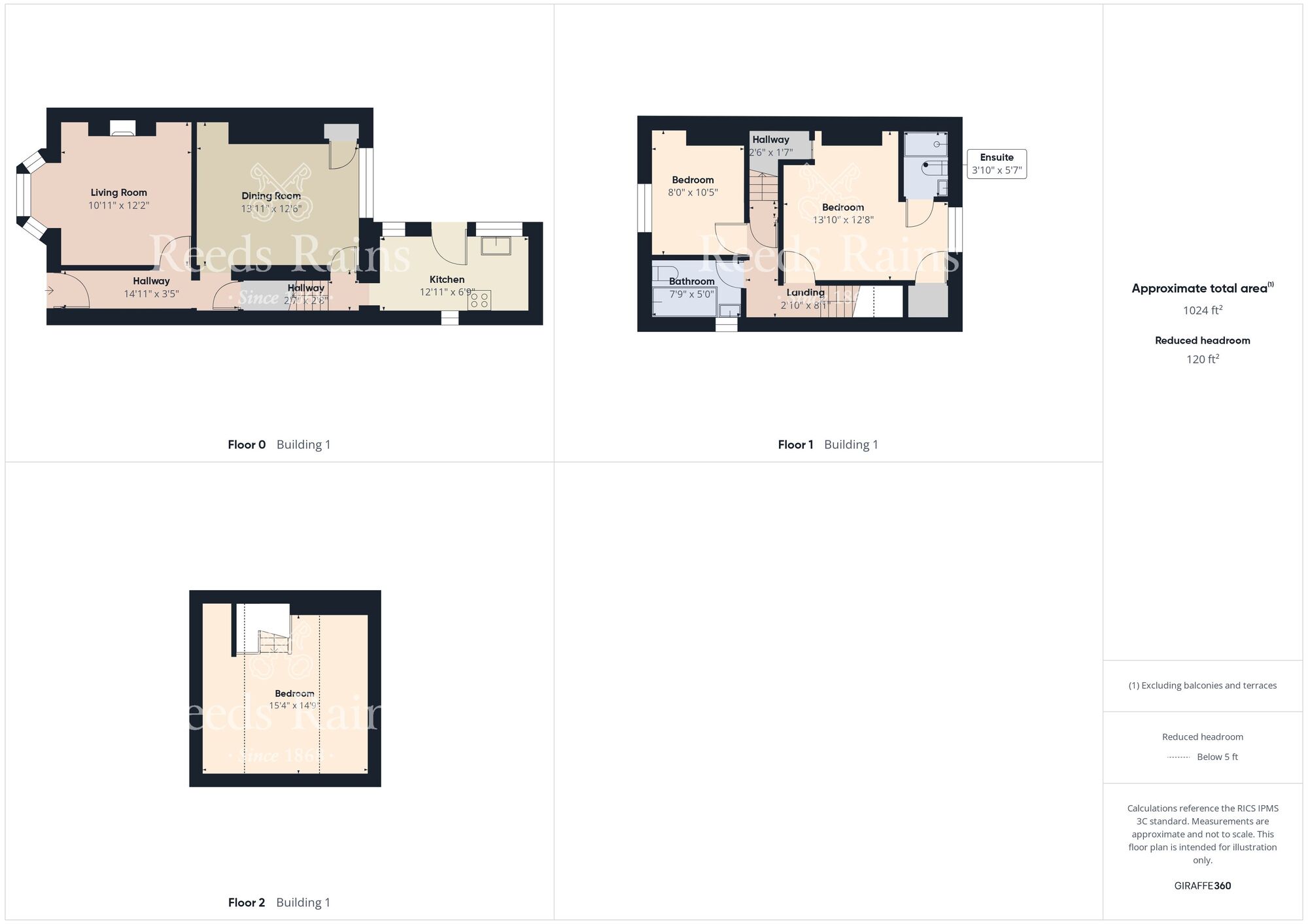 Floorplan of 3 bedroom End Terrace House for sale, Bewley Terrace, New Brancepeth, Durham, DH7