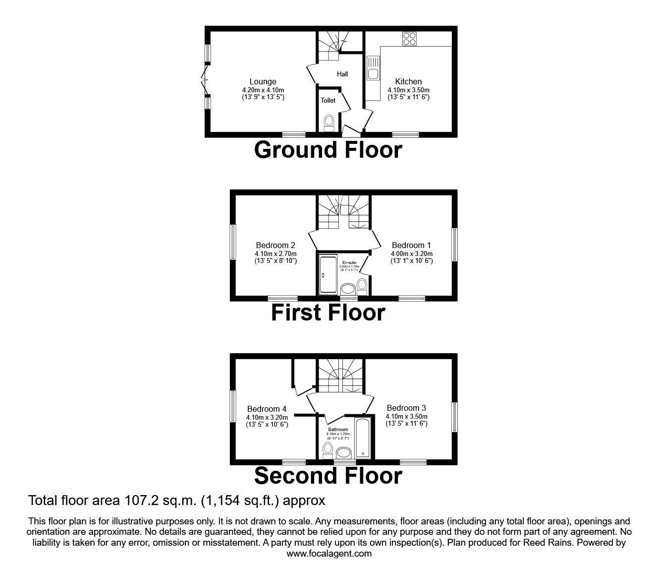Floorplan of 4 bedroom Semi Detached House to rent, Muirfield, Durham, DH1