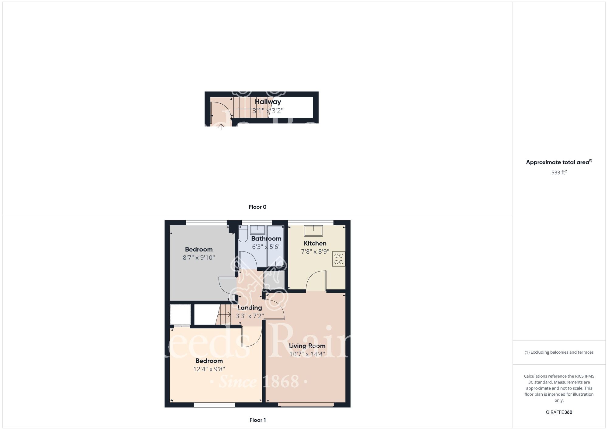 Floorplan of 2 bedroom  Flat for sale, Meldon Avenue, Sherburn Village, Durham, DH6